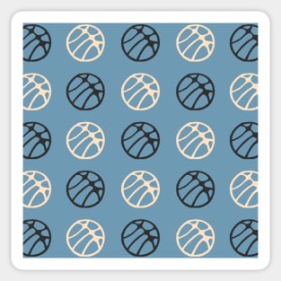 Blue Basketball Ball Pattern Black and White Sticker